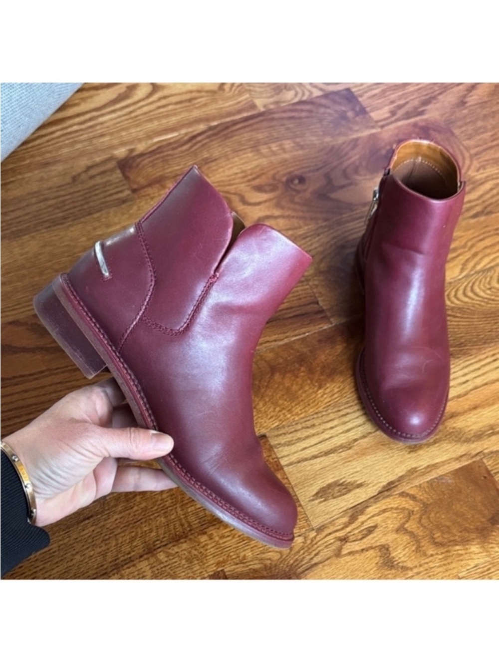 Franco Sarto Happily Leather Ankle Boots/Booties Sz 6.5 Wine Red side zipper